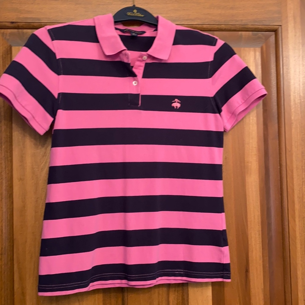 Brooks Brothers Pink and Navy Polo. Small.